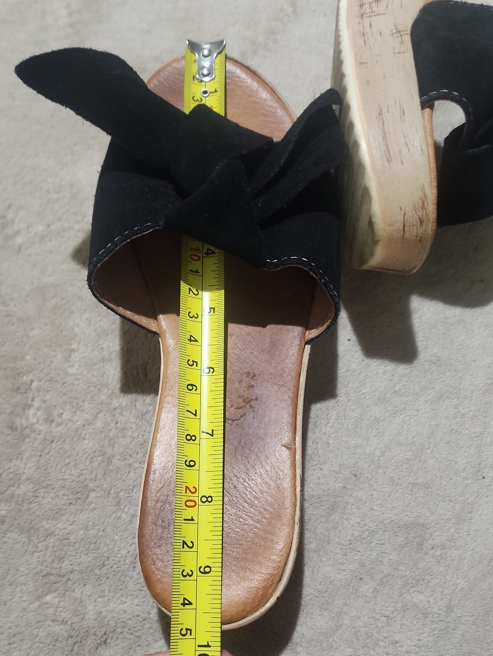 Black Bow Cork Wedge Slide Sandals - Women - Picture 8 of 9